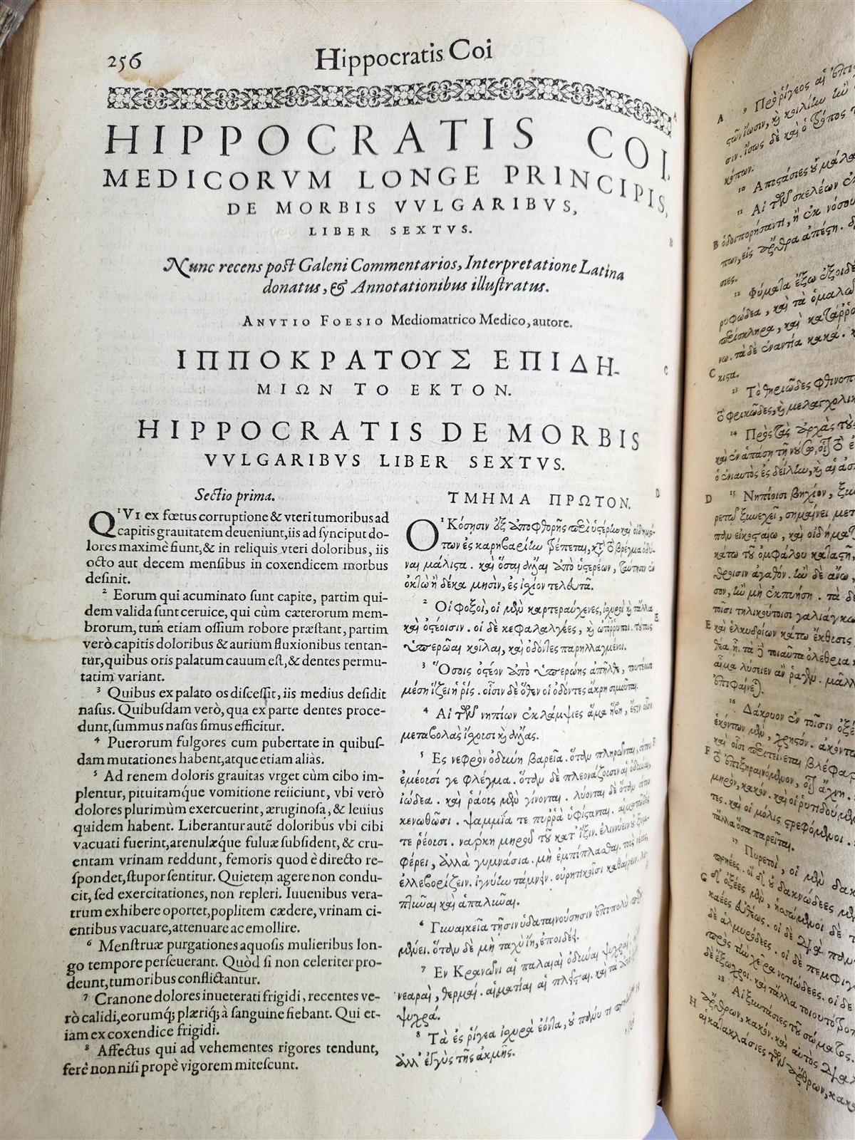 1595 HIPPOCRATES Opera Omnia antique 16th CENTURY FOLIO
