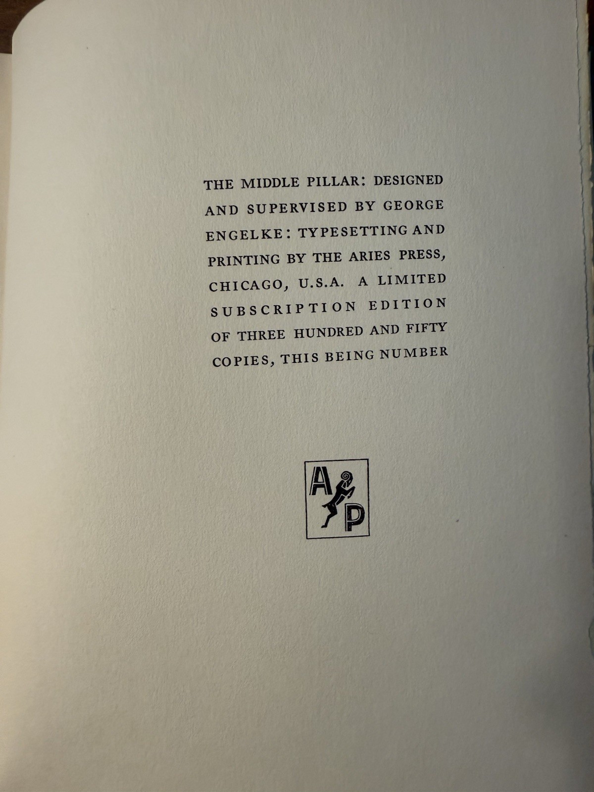 The Middle Pillar Israel Regardie 1938 Aries Press 1st Ltd 350 Occult