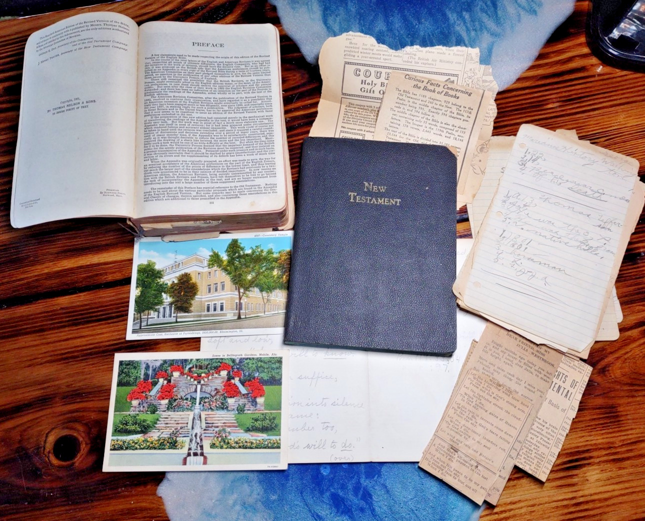 1901 Standard Bible w/ New Testament & Ephemera From 1940’s