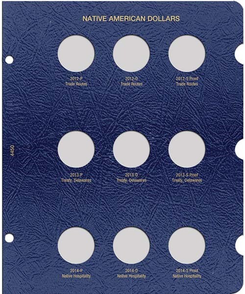 Whitman Classic Coin Album Update Page For Native American Dollar $ 2012 – 2014