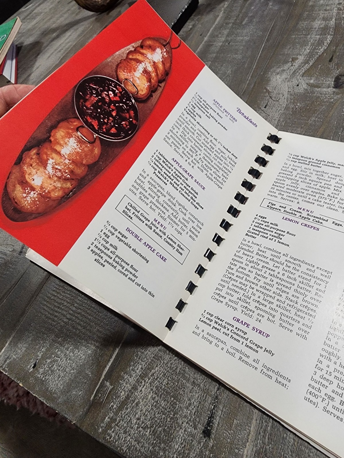 Vintage 1968 spiral-bound paperback cookbook “The Wonderful World of Welch’s”