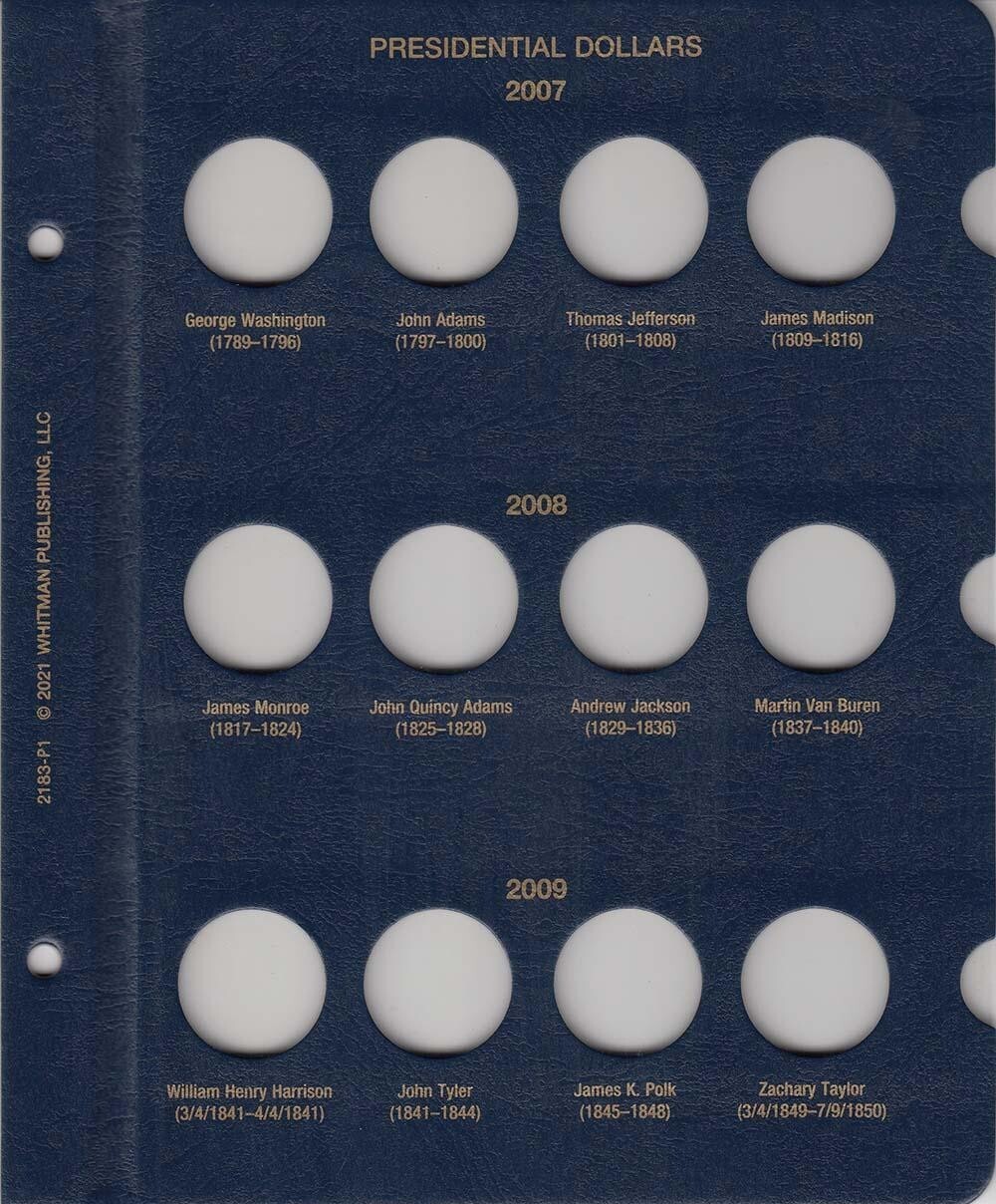 Presidential Dollars Date Set Coin Album 2007-Date By Whitman 2183 Free US Post