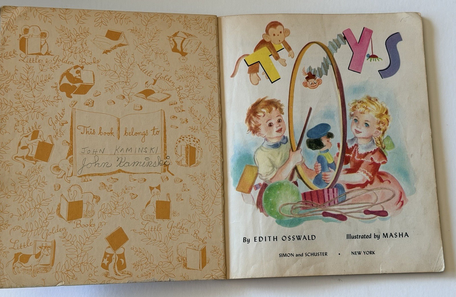 TOYS 1945 1st Edition Little Golden Book #22 Rare Gold Binding Simon & Schuster