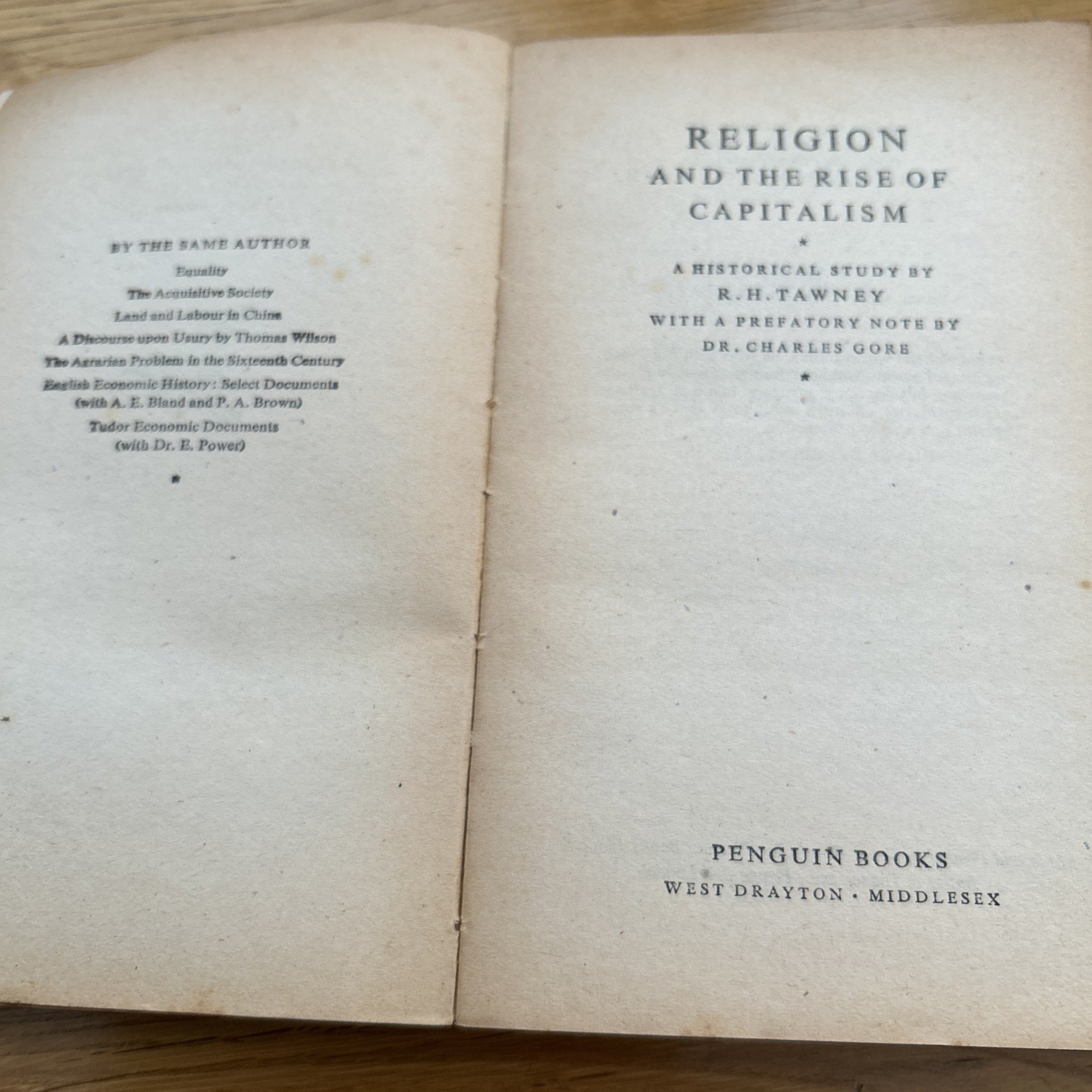 RELIGION AND THE RISE OF CAPITALISM RH Tawney 1948 Pelican