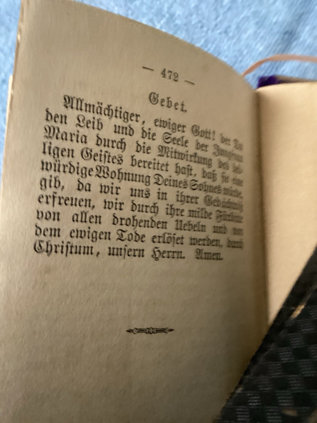 1890 German PrayerBook, Museum Quality, Richly Decorated, 3×4.5”, 472 pages