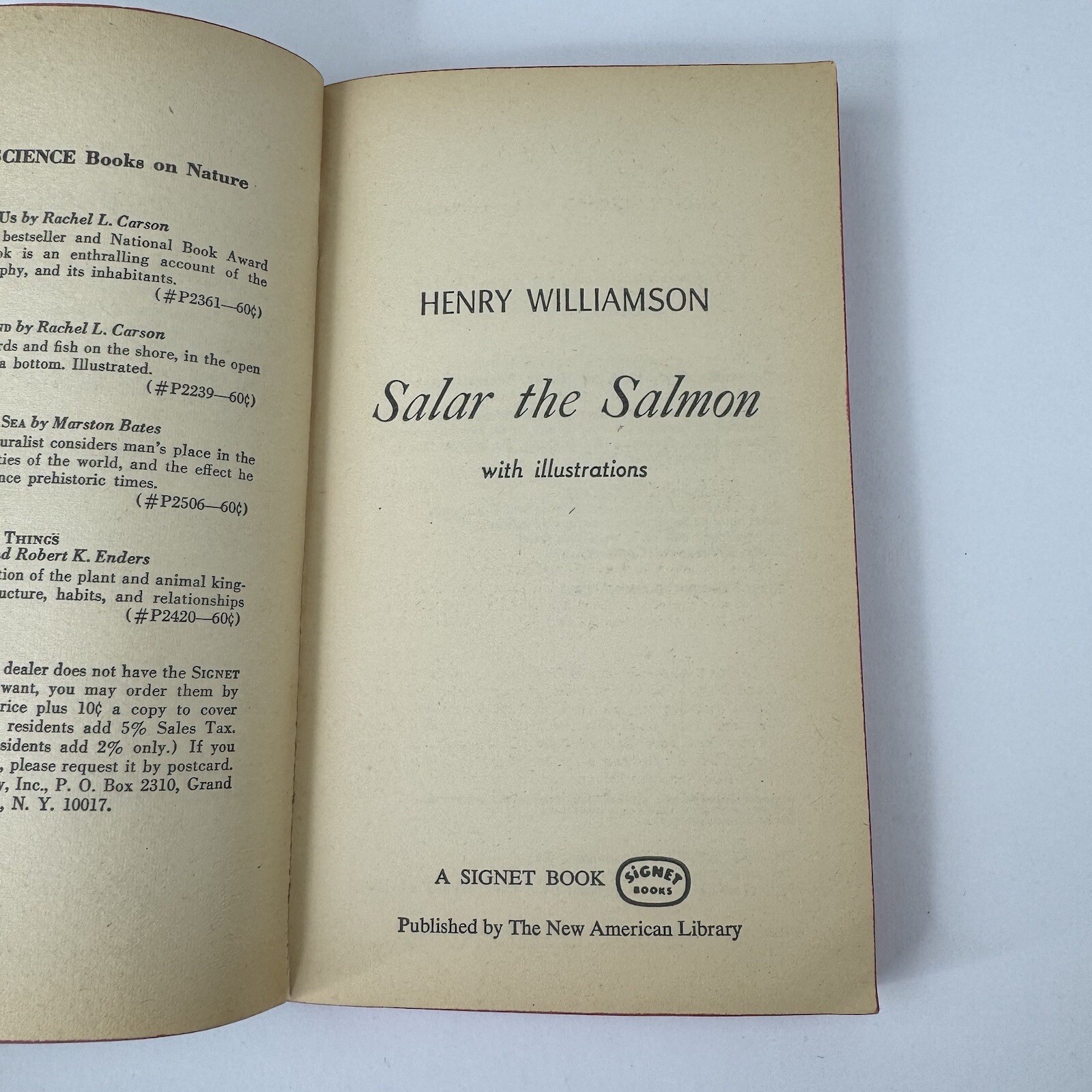 Salar The Salmon by Henry Williamson 1965 Signet Paperback Book