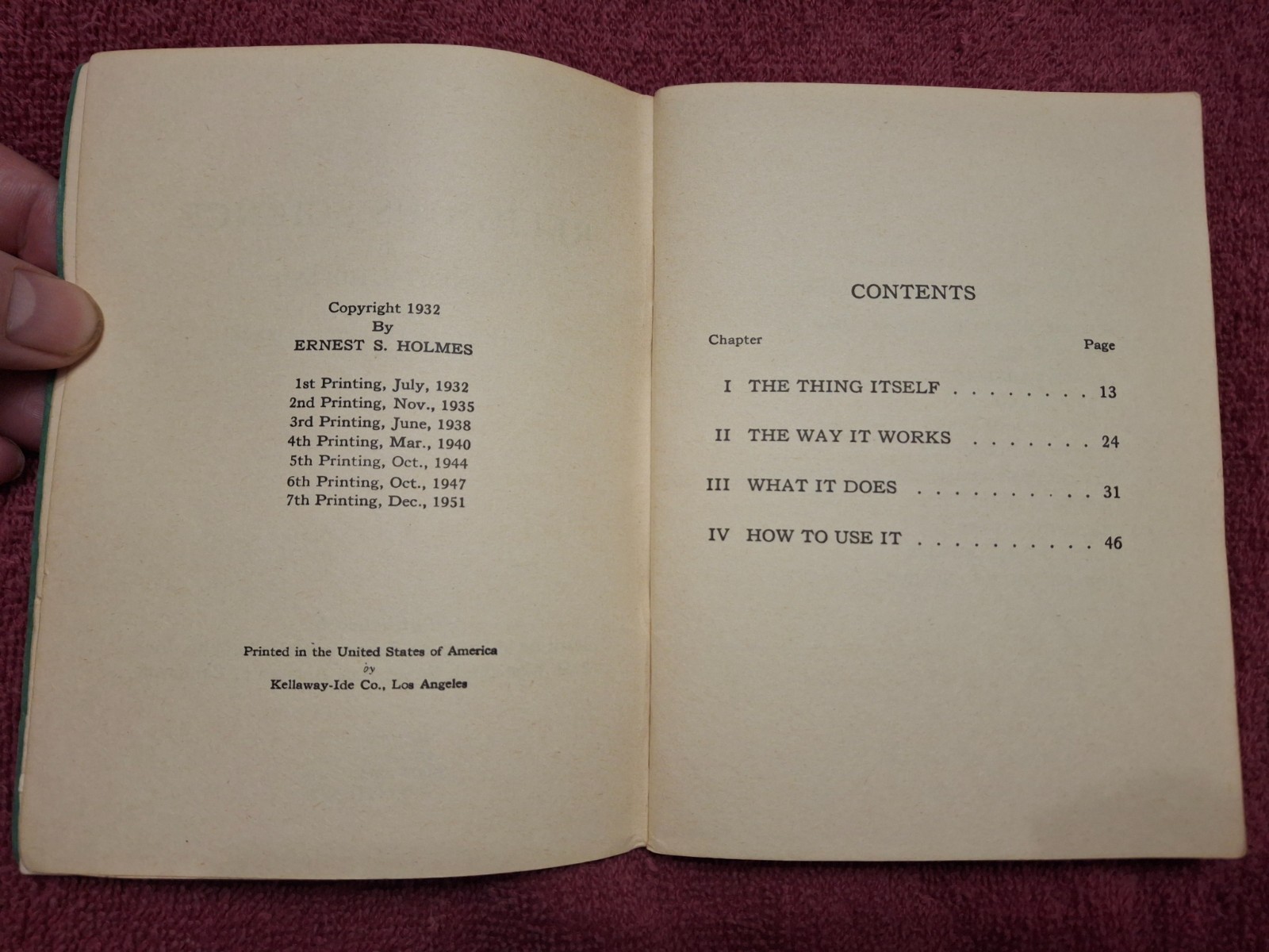 Religious Science by Ernest S. Holmes – 1951 7th Printing Paperback