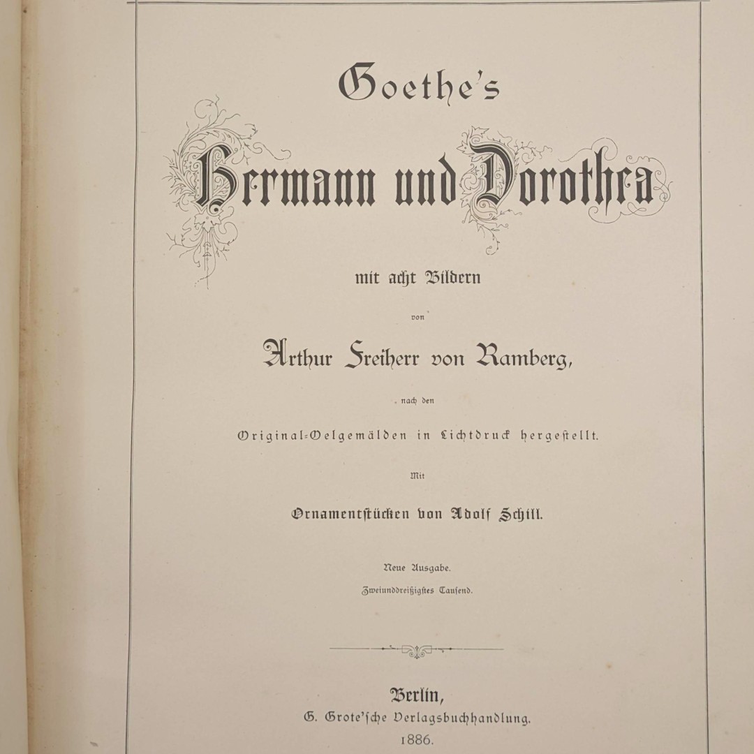 Goethe’s, Herman & Dorothea, Antique Book, German, 1886