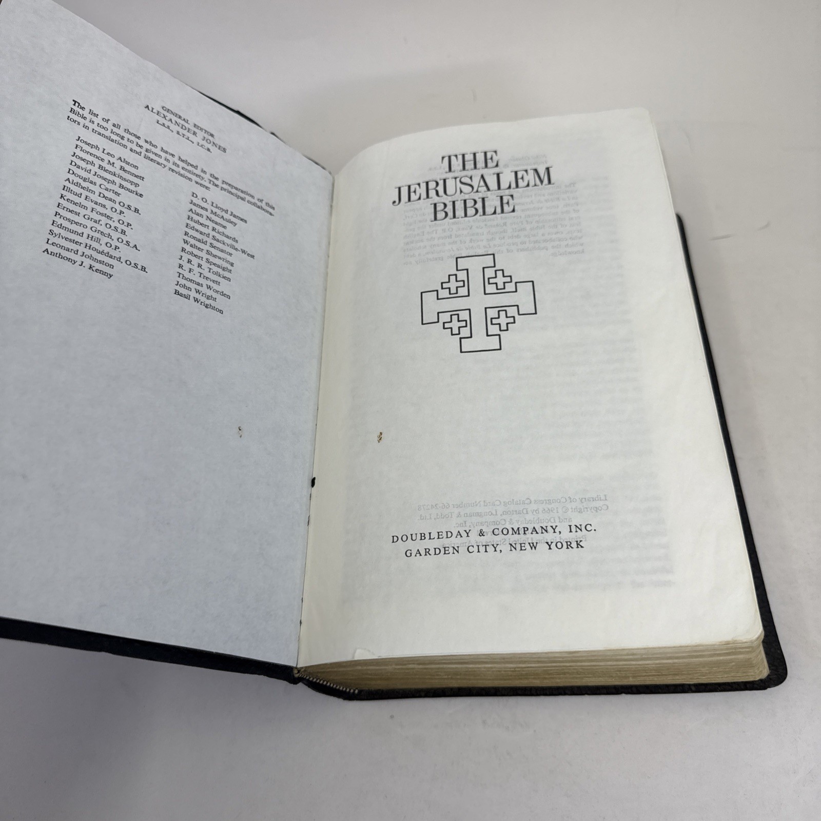 The Jerusalem Bible 1966 Doubleday Alexander Jones Black Softcover Faux Leather