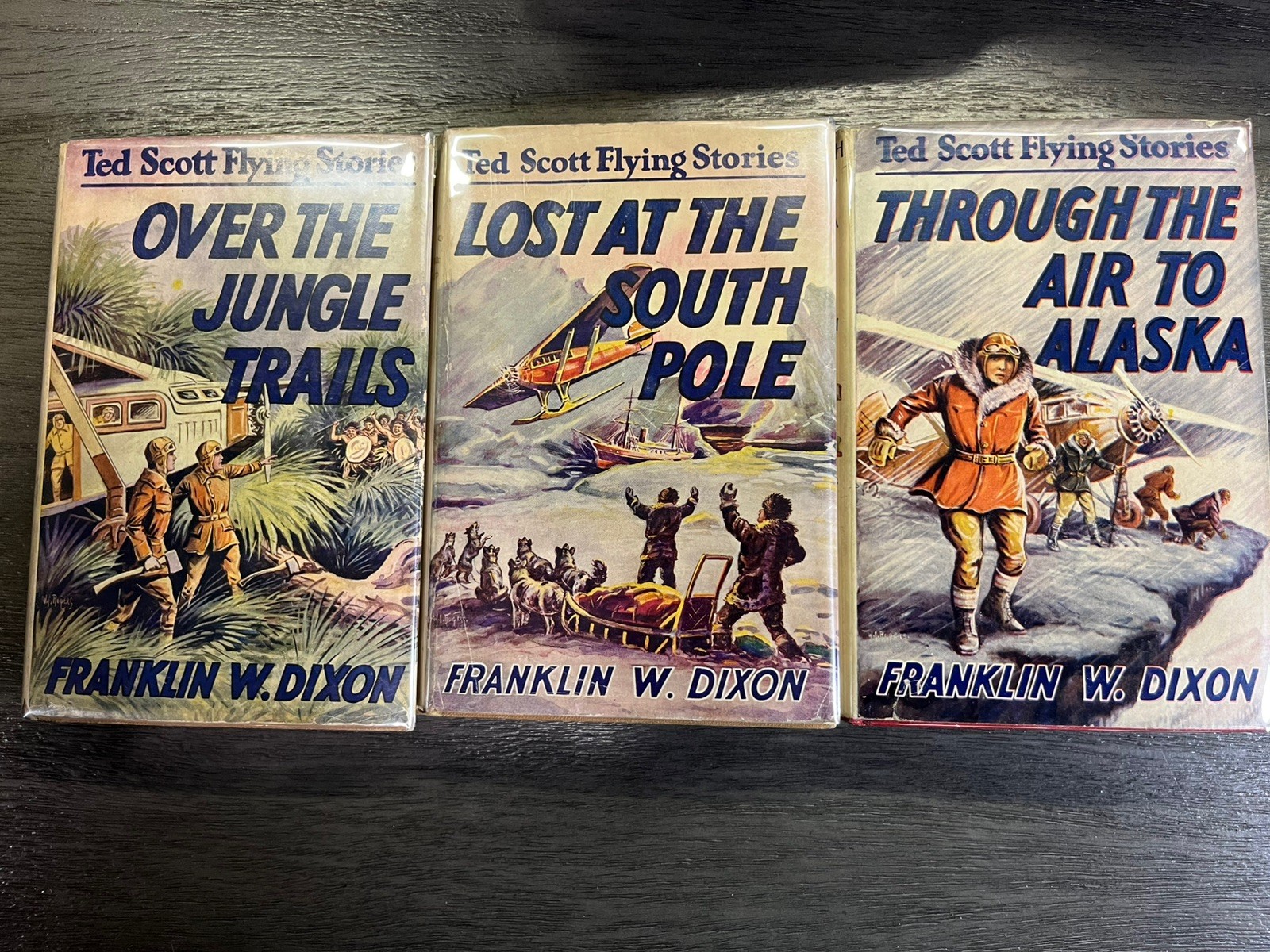 “Ted Scott Flying Stories” Lot #-13,15-20 Franklin W. Dixon Illus. HC DJs Exc!