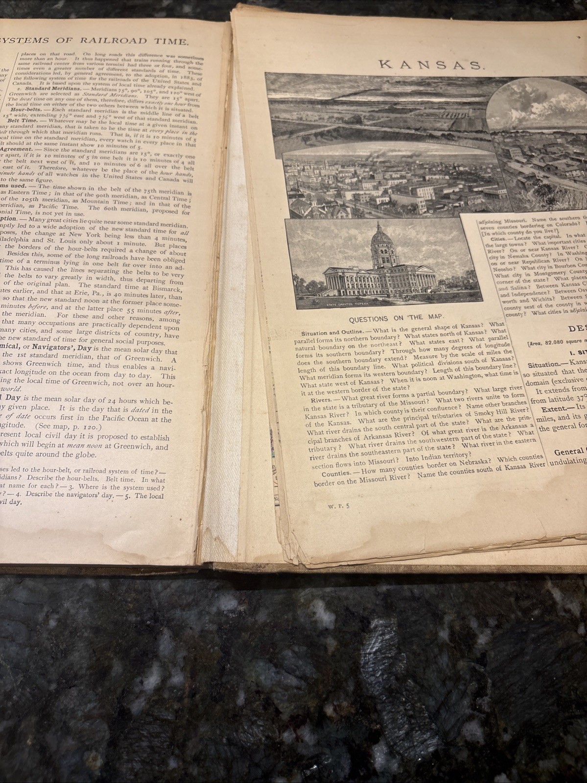 1896 Harper’s School Geography w/ Maps Illus. Antique Book Kansas & Nebraska