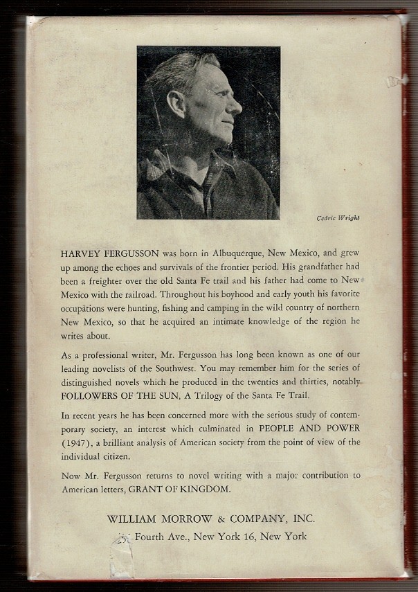 GRANT OF FREEDOM by Fergusson, Harvey. 1950 inscribed 1st edition, DJ.