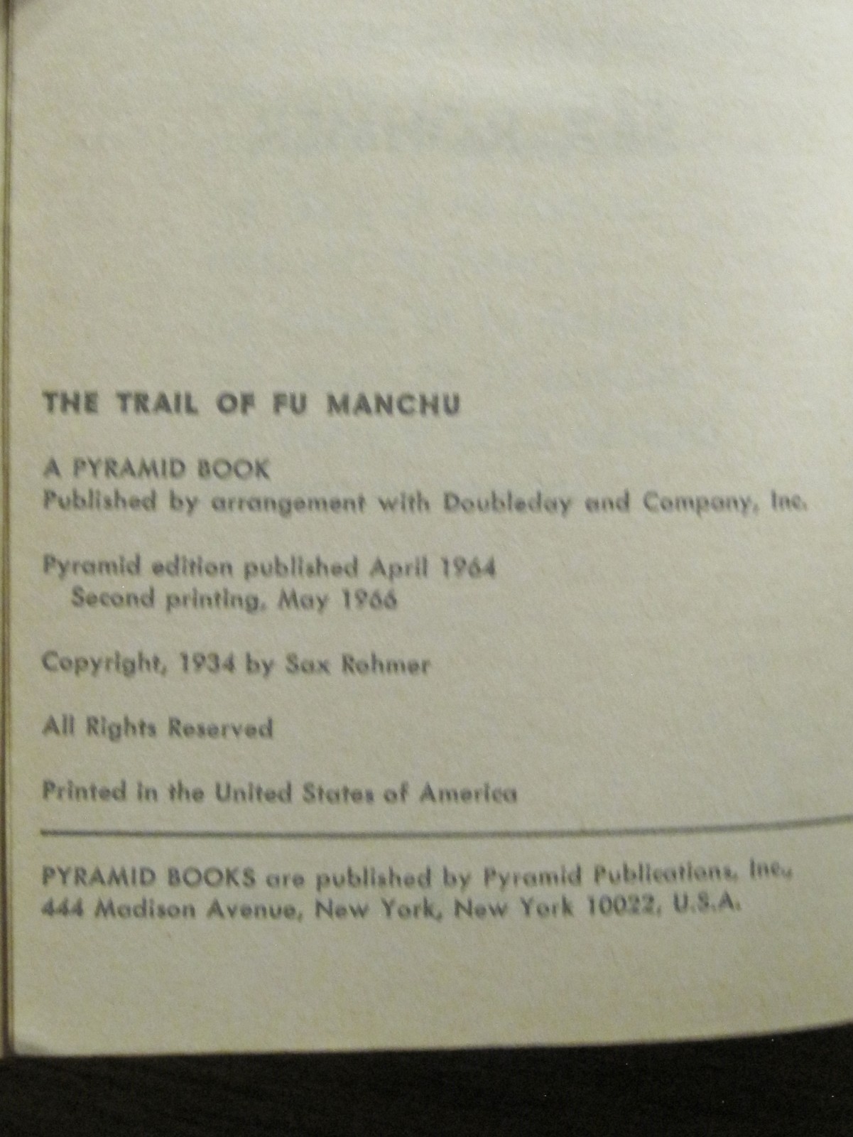Vintage – Sax Rohmer FU MANCHU – 9 Pyramid Paperback Book Lot – Pulp Thrillers
