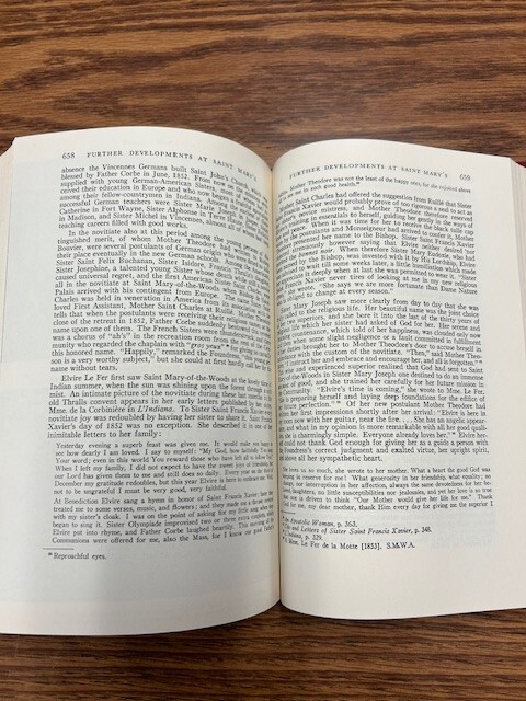 1949 History of the Sisters of Providence Saint Mary-of-the-Woods Vol 1 IN Book