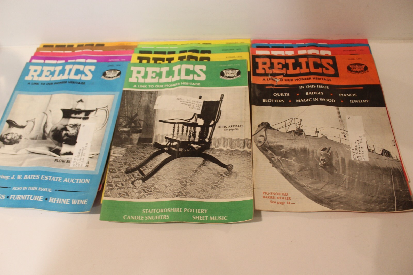 Lot of 62 RELICS MAGAZINE: A LINK TO YOUR PIONEER HERITAGE Frontier 1960-1970s