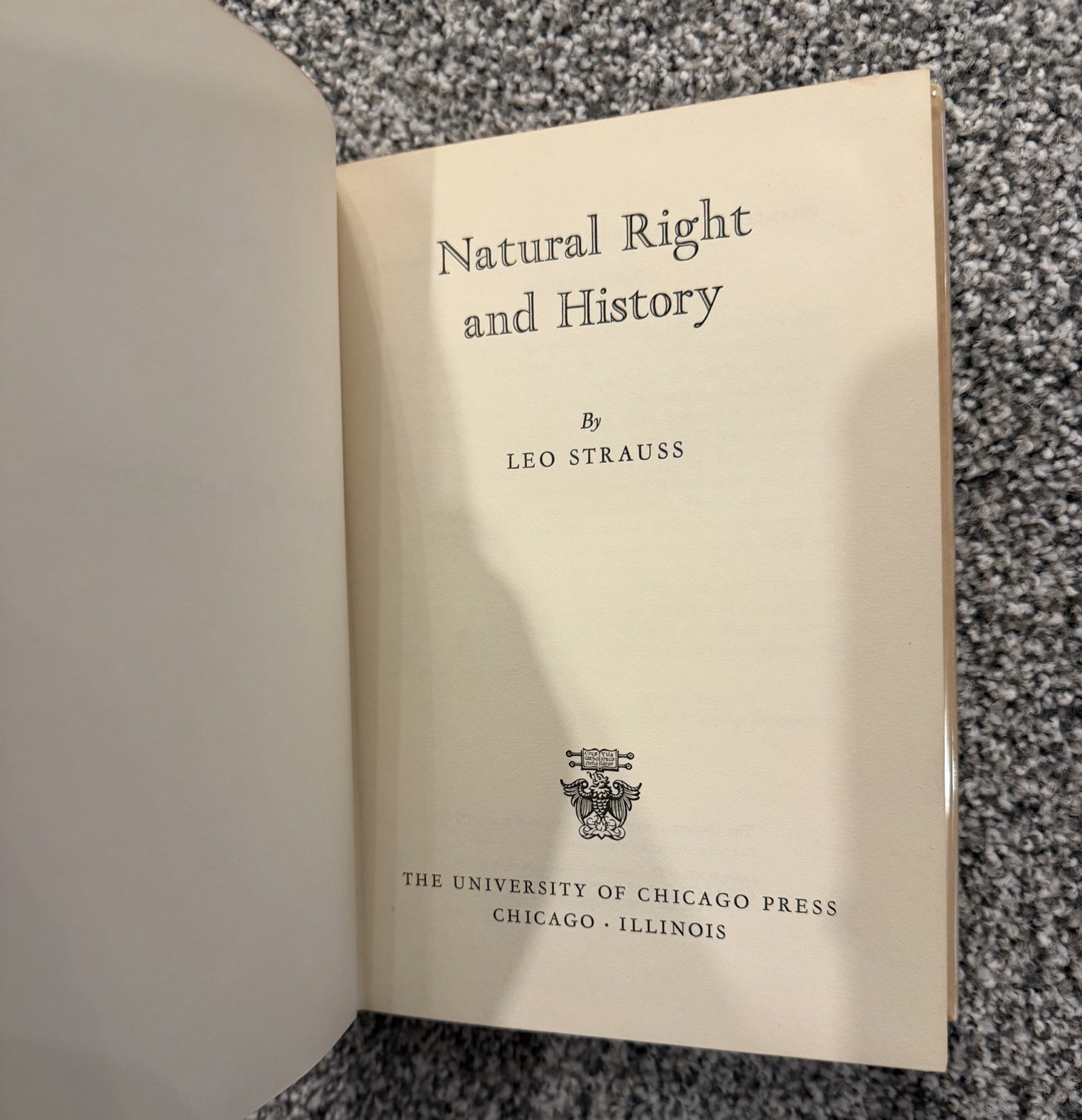 Leo Strauss Natural Right And History First Edition Hardcover 1953