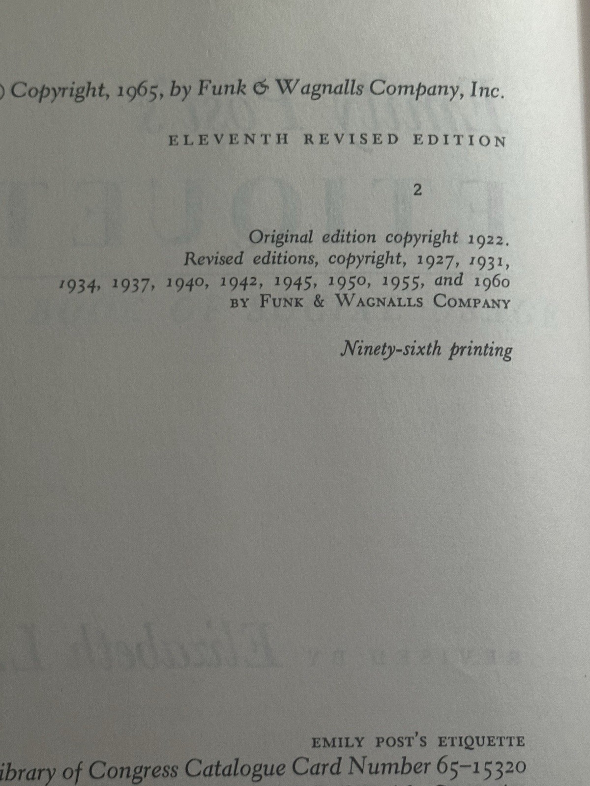 Etiquette Emily Post Hardcover Book 1955 Edition 82nd Printing Funk & Wagnalls