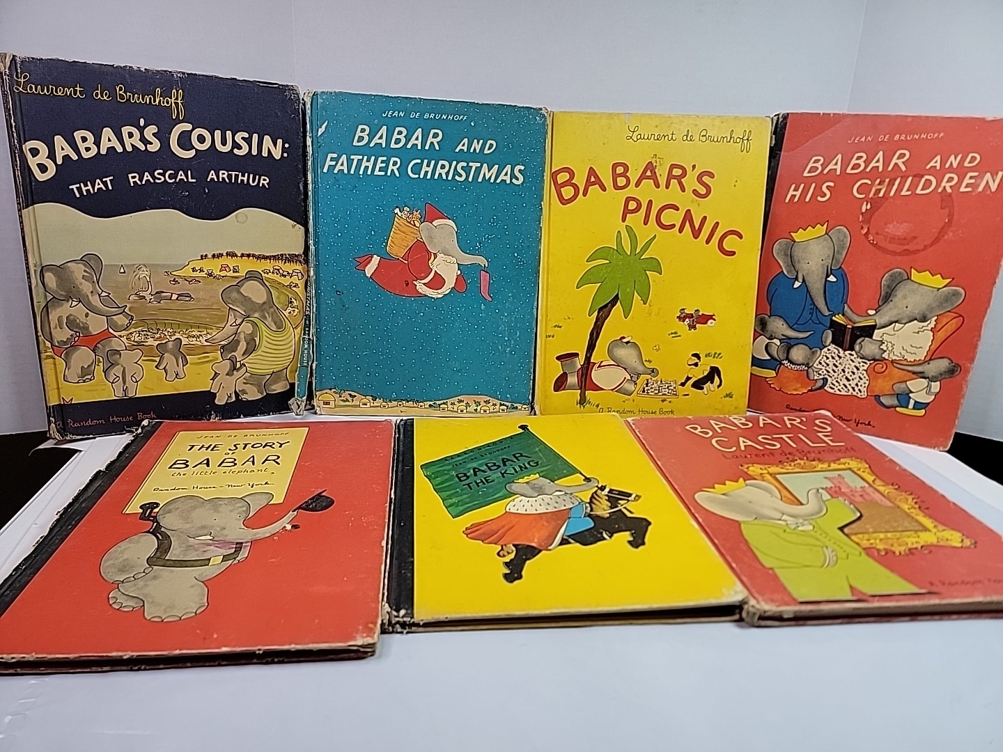 Vintage Babar Children’s Book Lot 7 Hardcover Random House De Brunhoff