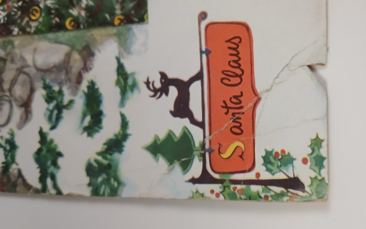Vintage Christmas Velvet Eyes Reindeer Spiral Bound 1950s Pop Up Book