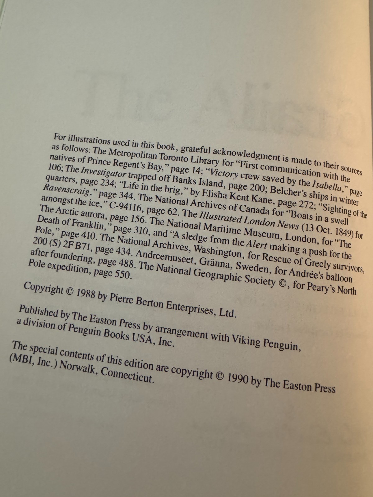 The Arctic Grail by Pierre Berton, Collector’s Edition, 1998, Never Read
