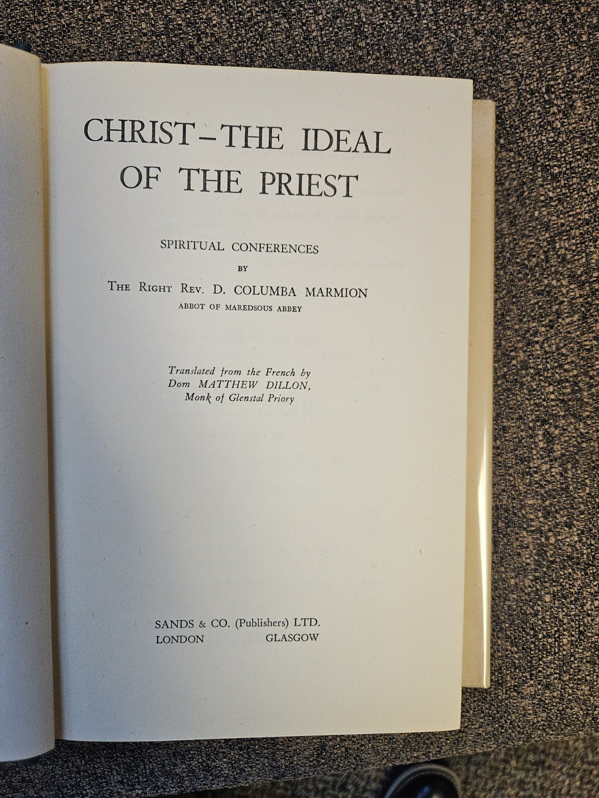 Christ the Ideal of the Priest HC DJ 3rd Ed 1952 Abbot Columba Marmion