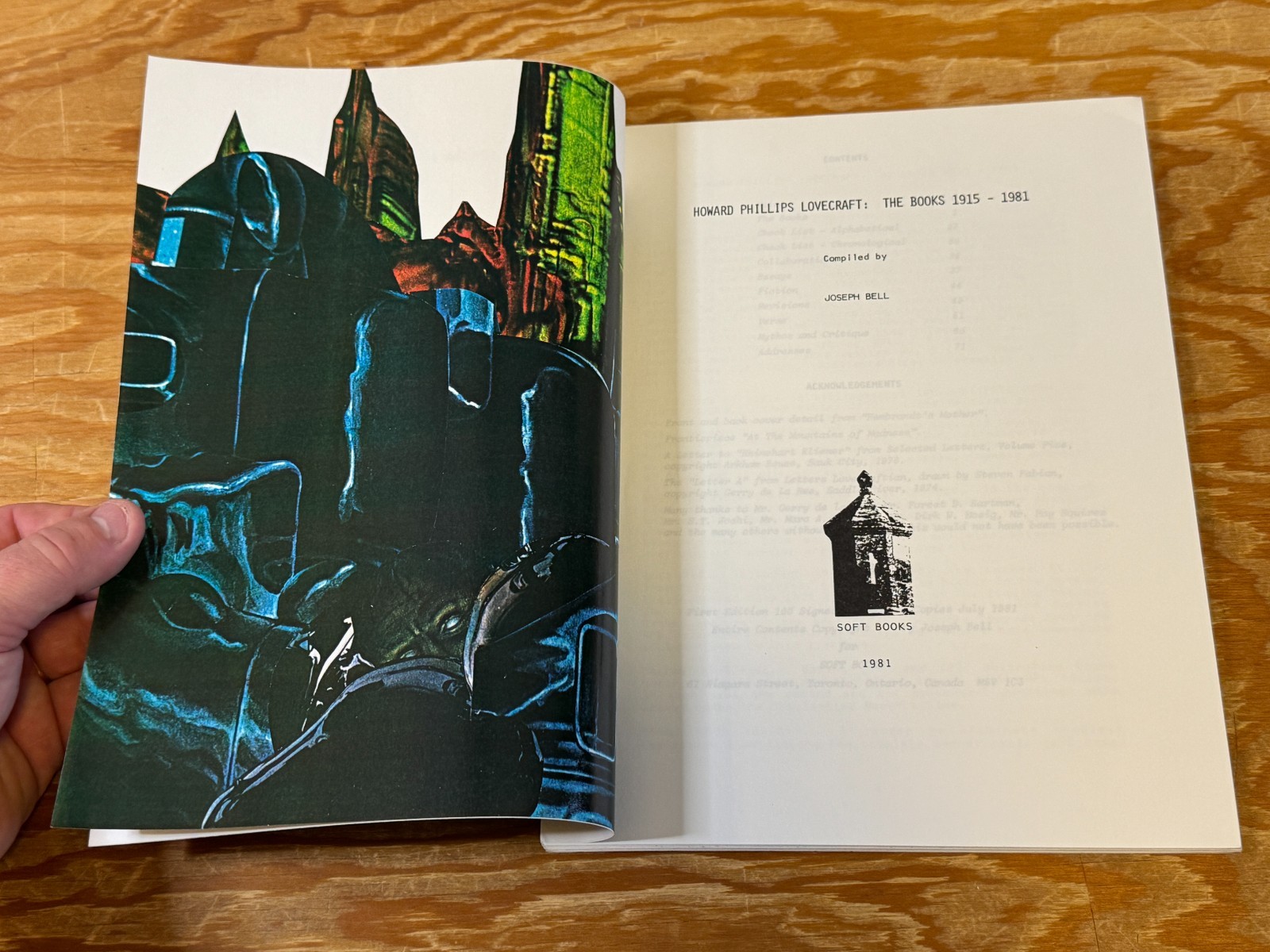 H. P. Lovecraft: The Books 1915-1981 Joseph Bell 1981 SC Soft Books LE 92/100