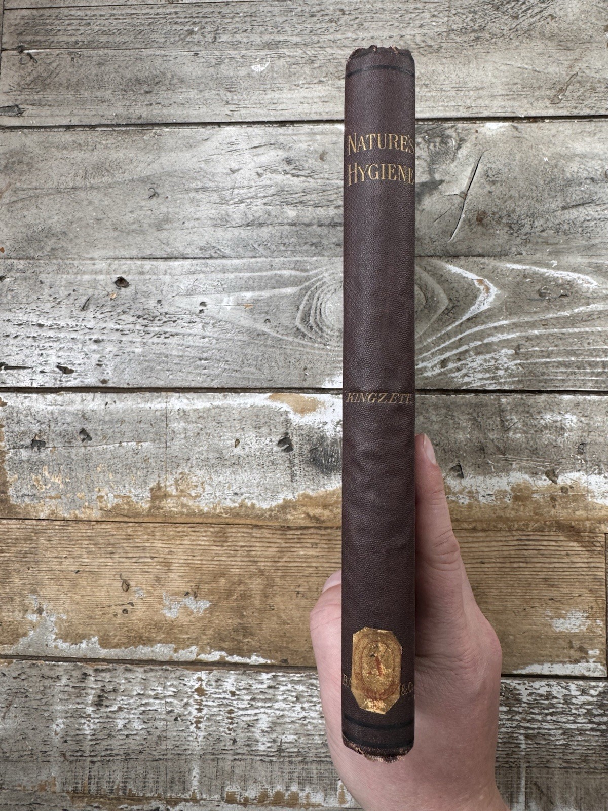 1880 Antique Health, Medical Book “Nature’s Hygiene” Kingzett, SIGNED