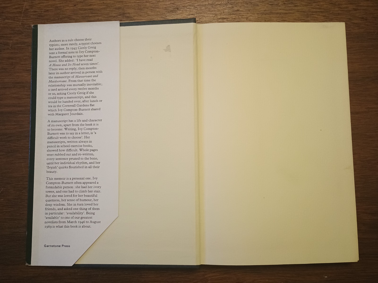 Ivy Compton Burnett A Memoir by Cicely Grieg Hardcover Dust Jacket 1972