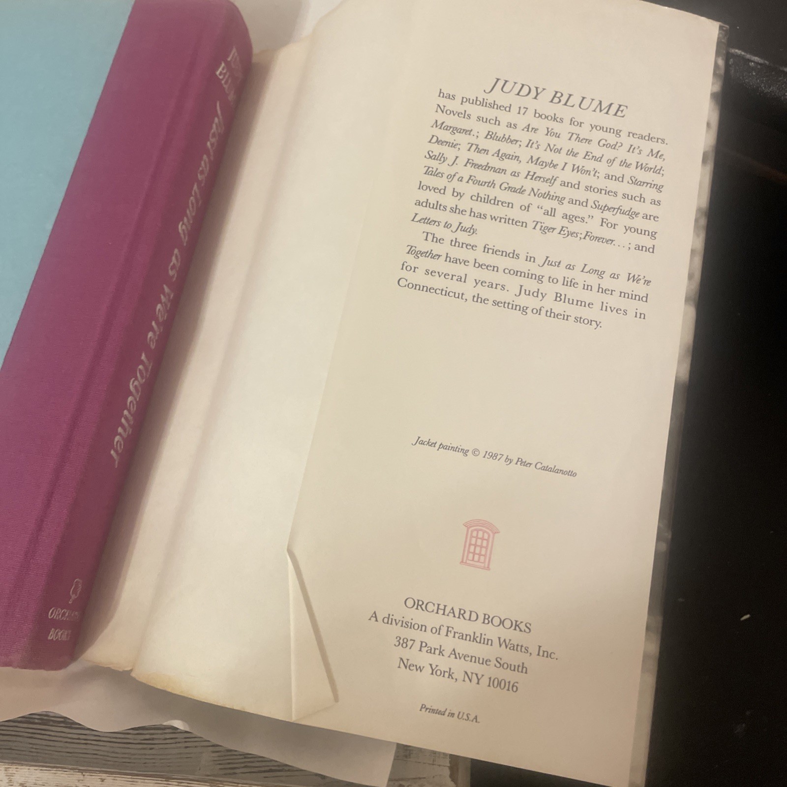 Judy Blume Just as Long as We’re Together 1987 Hardcover DJ 1st Edition