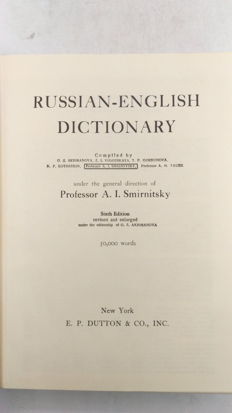 Russian-English Dictionary A. I. Smirnitsky Hardcover Sixth Edition revised a…