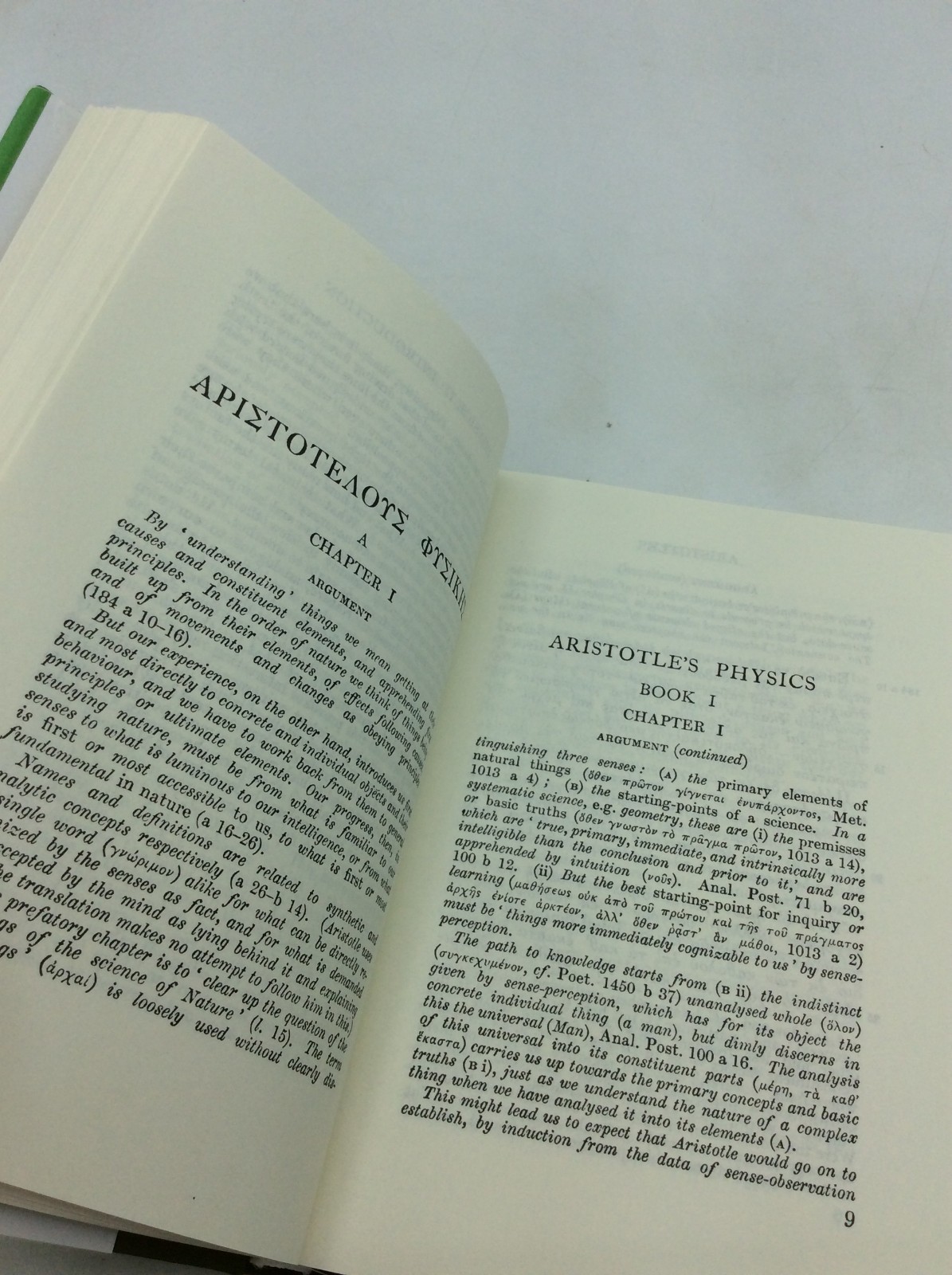ARISTOTLE: THE PHYSICS, Books I-IV – ca 2000s – LOEB CLASSICS – Greek/English