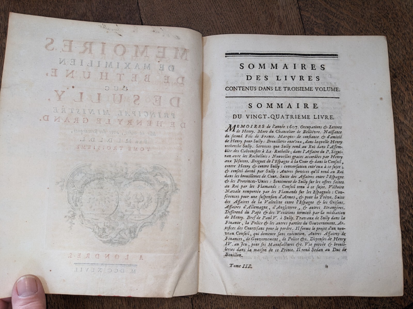 antique book-Mémoires de Maximilien de Béthune, Duc De Sully T 3 – 1747- in 4