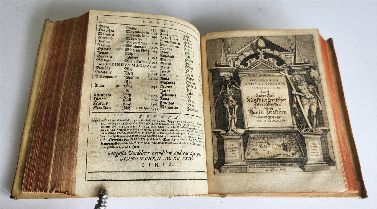1624 FUNERAL INSCRIPTIONS – EPITAPHS in AUGSBURG GERMANY antique VELLUM BINDING