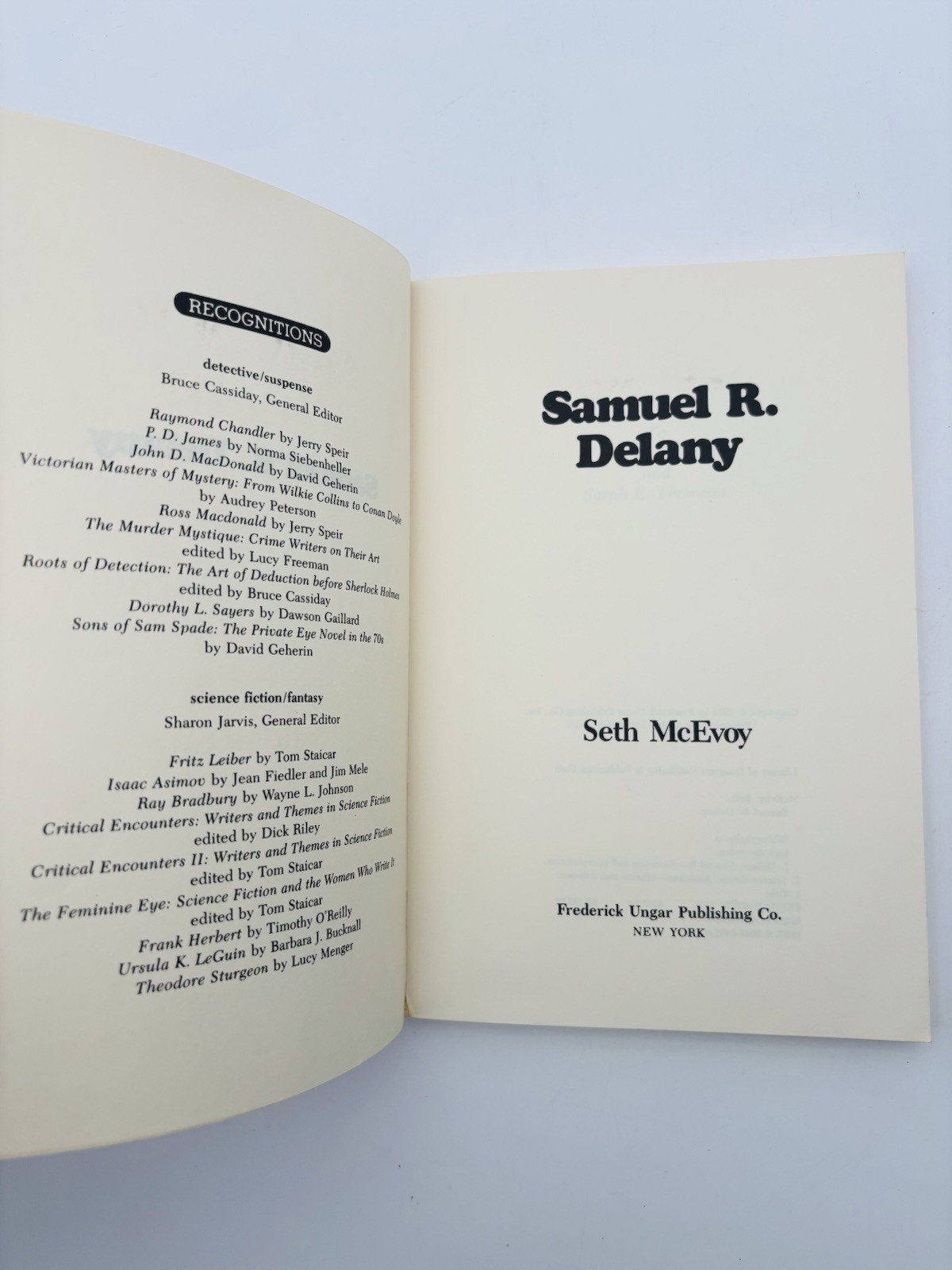 Samuel R. Delany – Seth McEvoy – Frederick Ungar Publishing Co. Edition PB VG