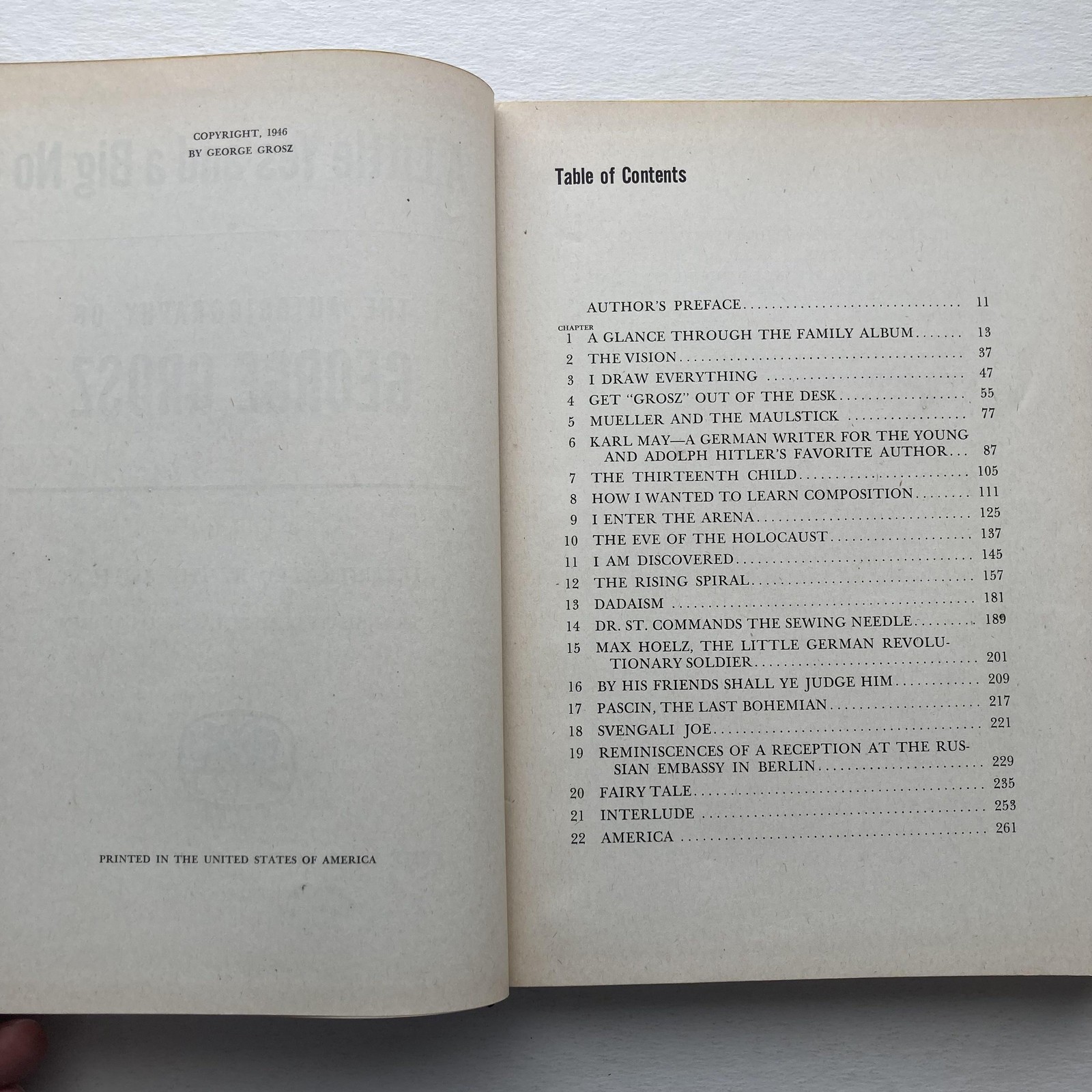 Vintage 1946 A Little Yes and a Big No George Grosz Autobiography Hardcover Book