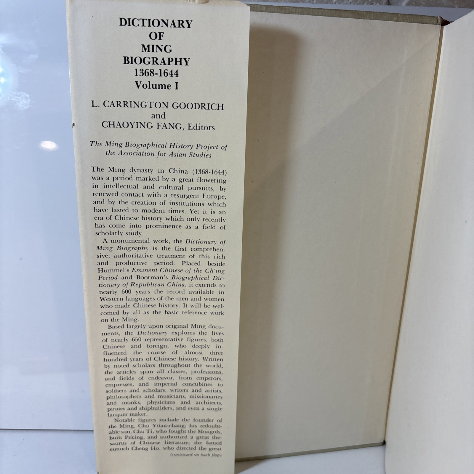 Dictionary of Ming Biography, 1368-1644: Volume I