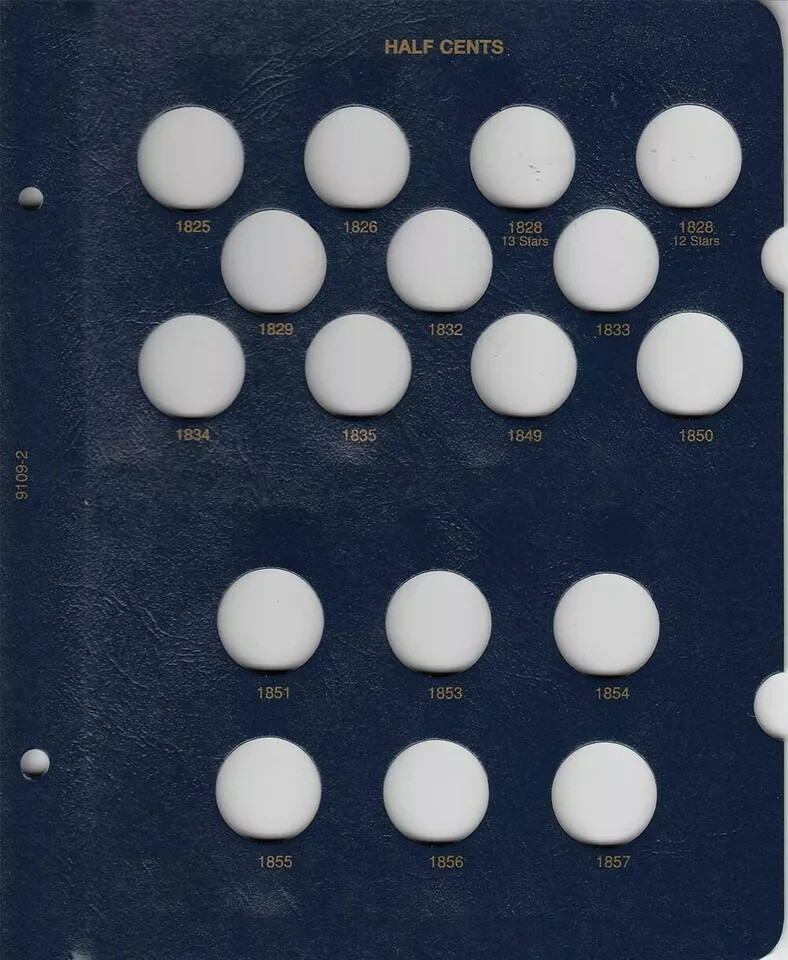 Album For US Half Cent Coins 1793-1857 Whitman Model 9109 Free Shipping NEW