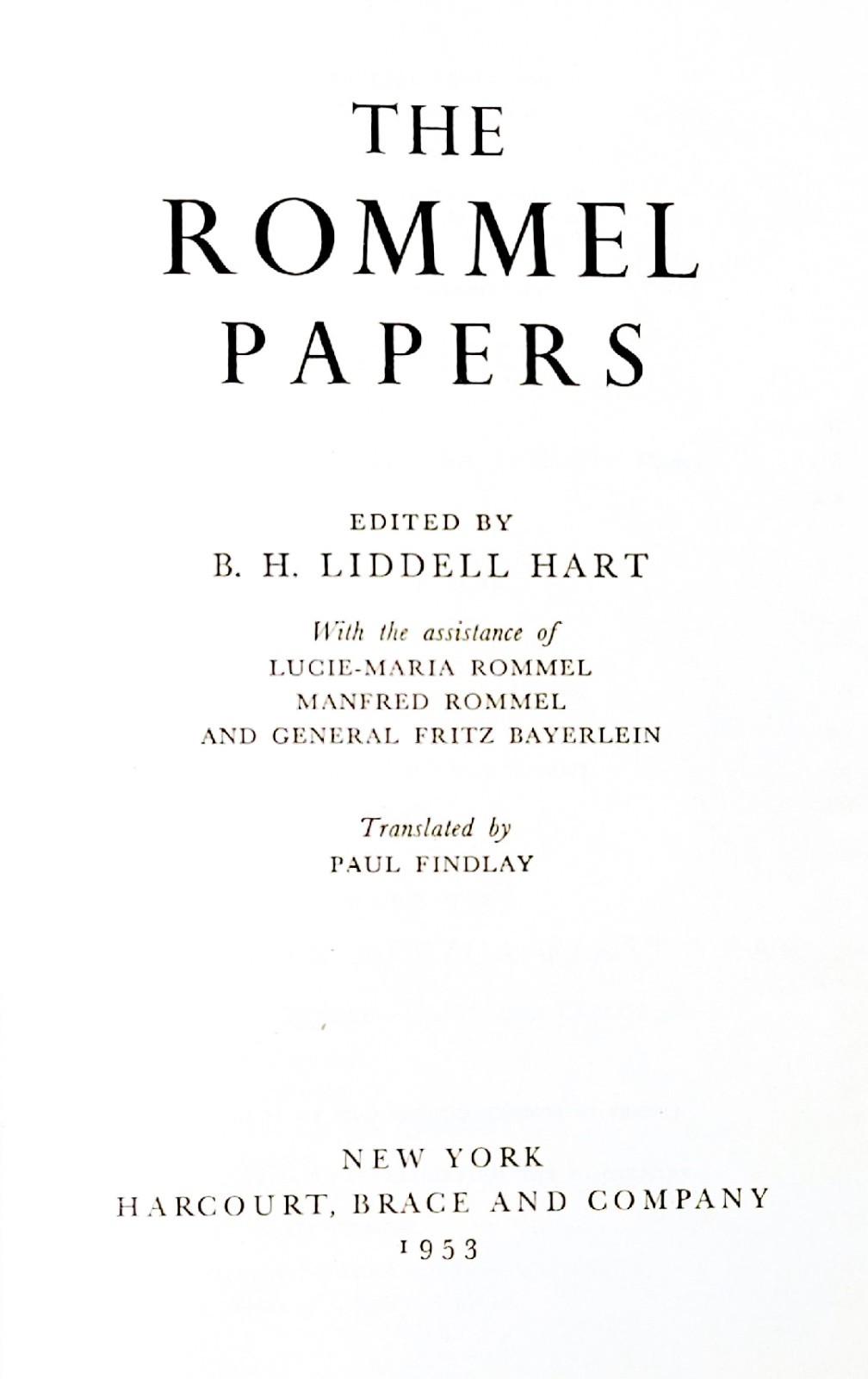 Rommel WWII Memoir The Rommel Papers 1953 HC B.H. Liddell Hart Book
