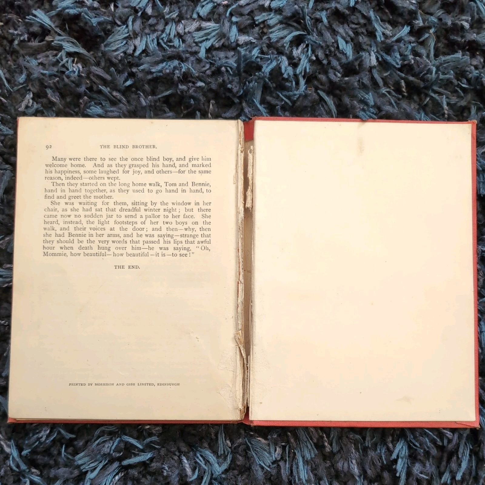 Antique Victorian Book The Blind Brother Homer Greene c1890 Frederick Warne, VGC
