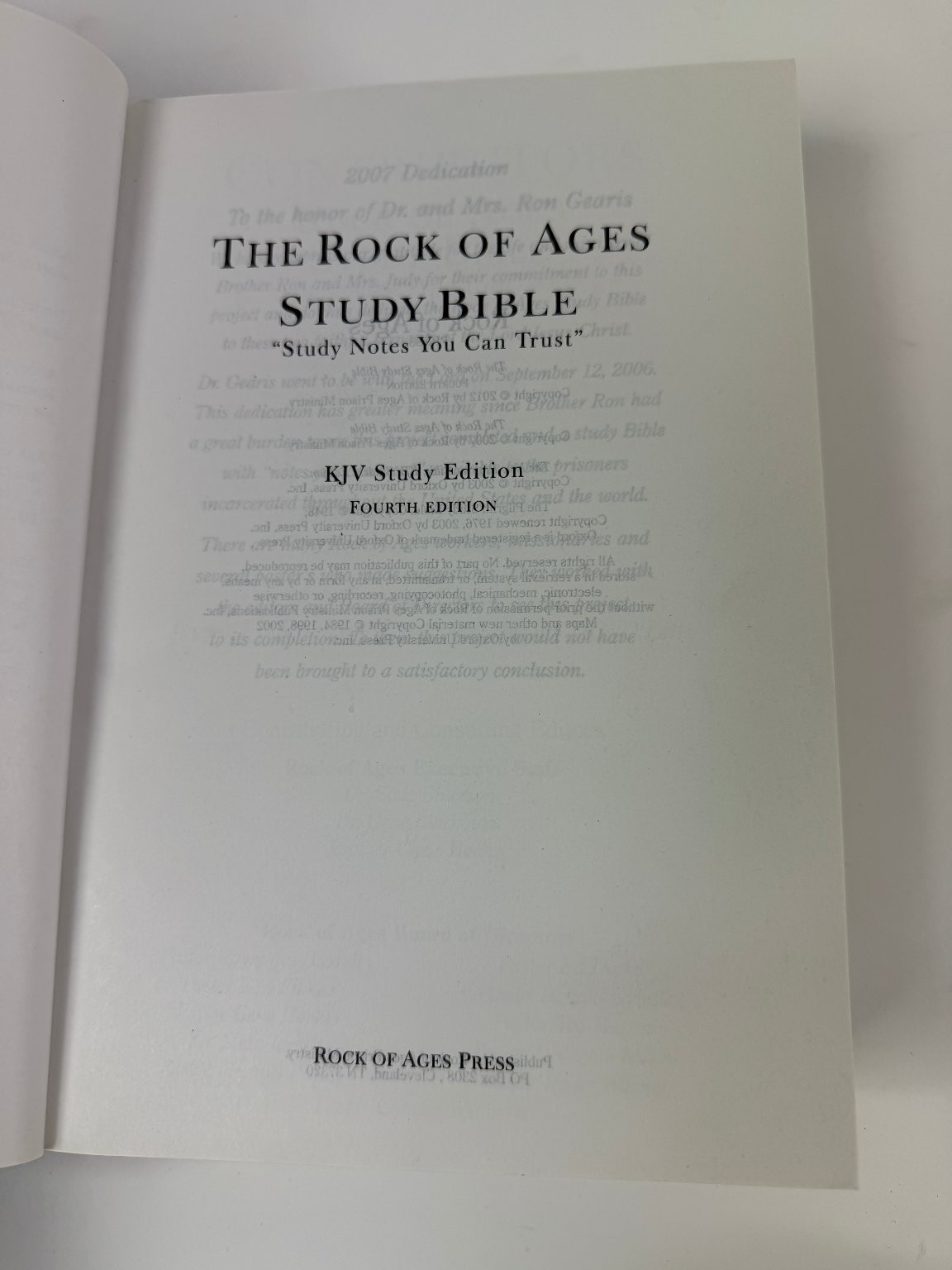 THE ROCK OF AGES STUDY BIBLE KJV FOURTH EDITION 2012 Study Notes