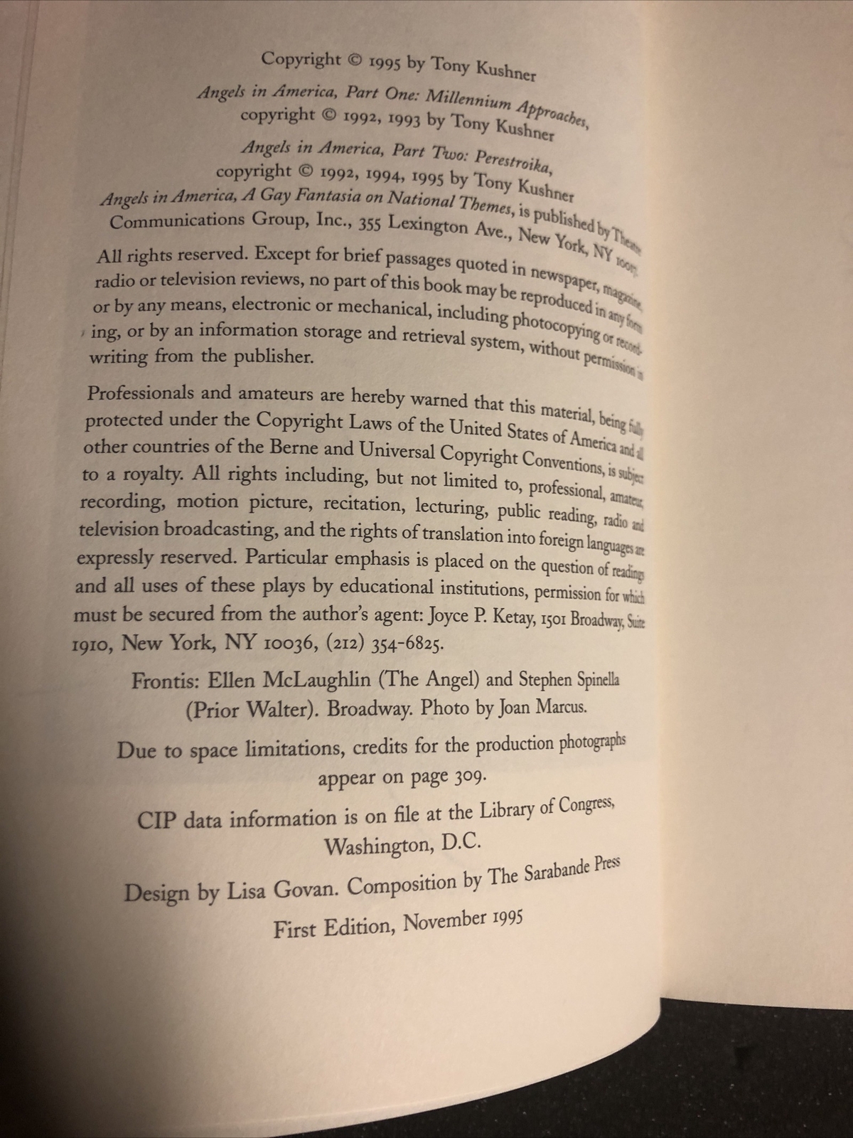 Tony Kushner – Angels in America – SIGNED Slipcase Edition 1995 LGBTQ HBO
