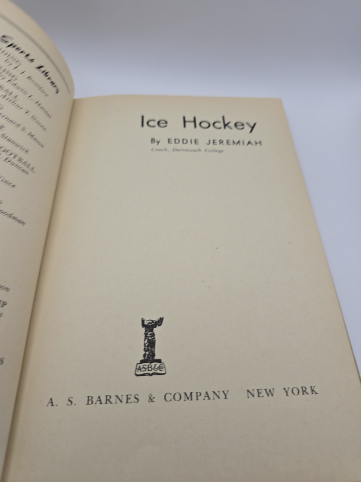 Vintage 1942 Book Ice Hockey by Eddie Jeremiah