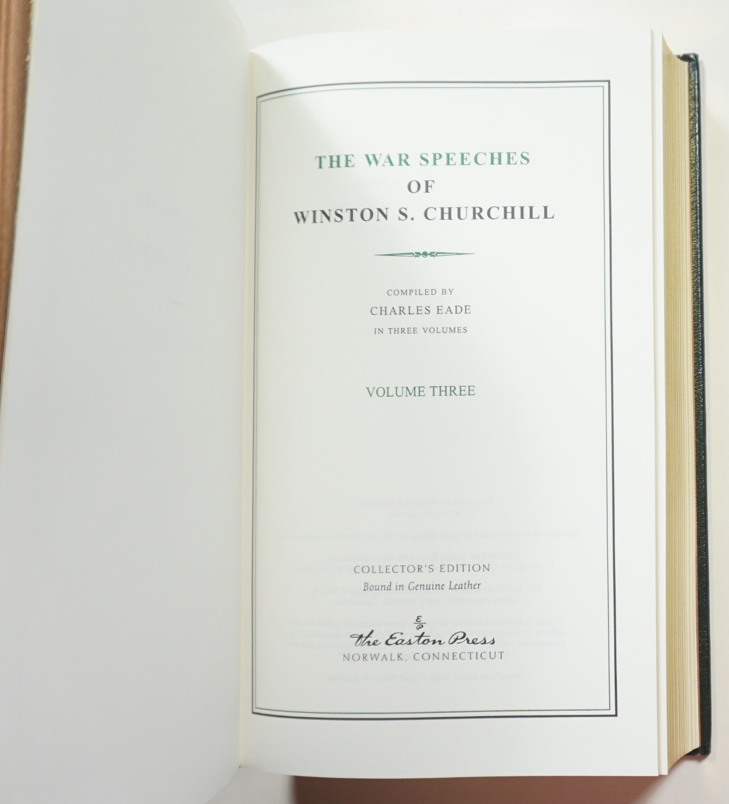 Easton Press The War Speeches of Winston S. Churchill 1939-45 3 Vols 2001 WWII