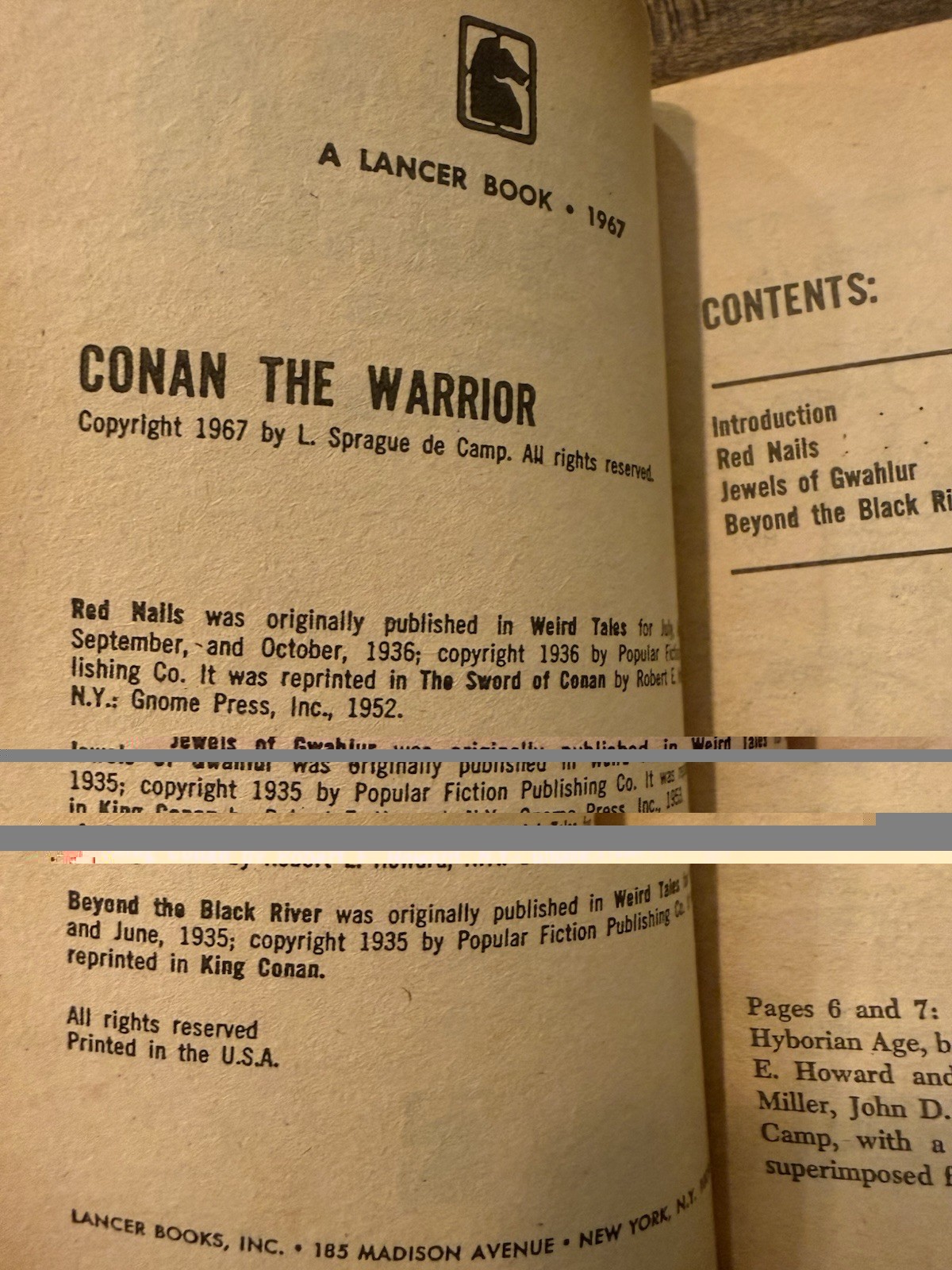 Conan The Warrior by Robert E Howard L Sprague de Camp 1967 Lancer Paperback G