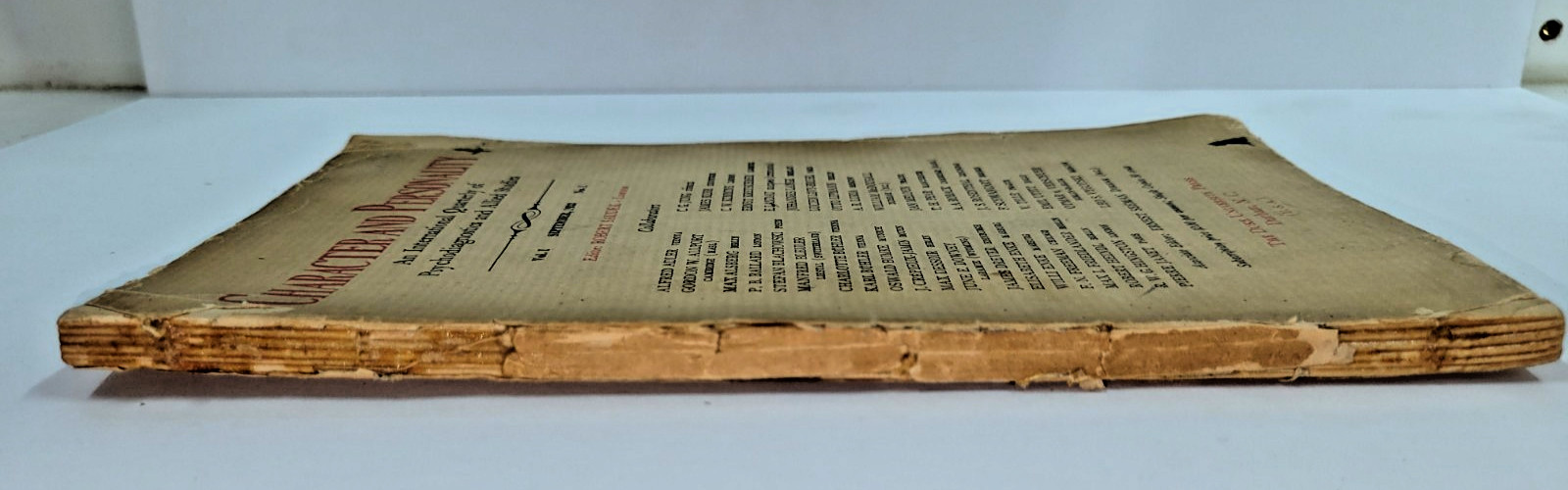 Character and Personality Vol 1 No 1 1932 Jung Adler Allport Vygotsky Duke Press