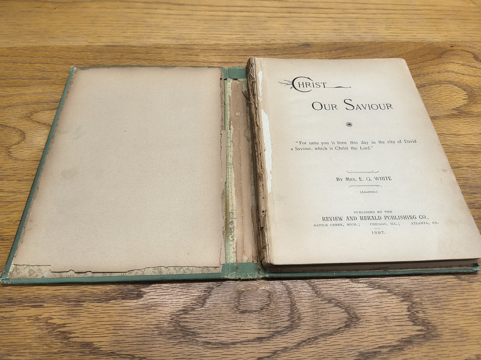 Vintage Religious Book Christ Our Saviour E.G. White 1897 Review Herald