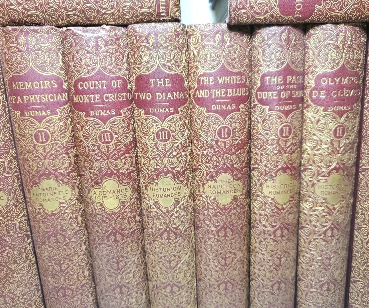 Volume Set Alexandre Dumas Up To 40 Books Fine Binding 1800s Red Gold Beautiful