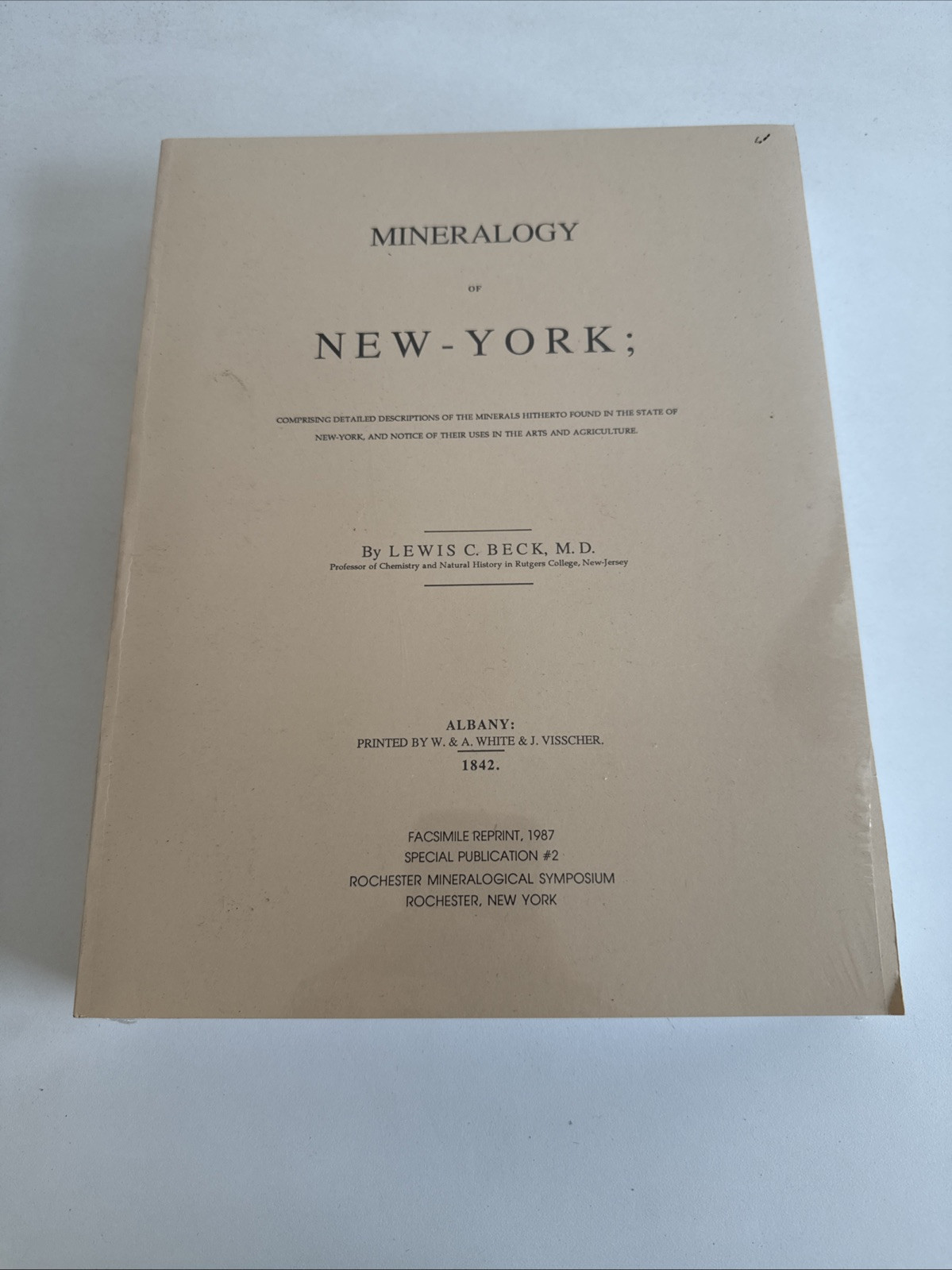 Mineralogy of New York – 1842 Facsimile Reprint (1987) – Geology Lewis C. Beck