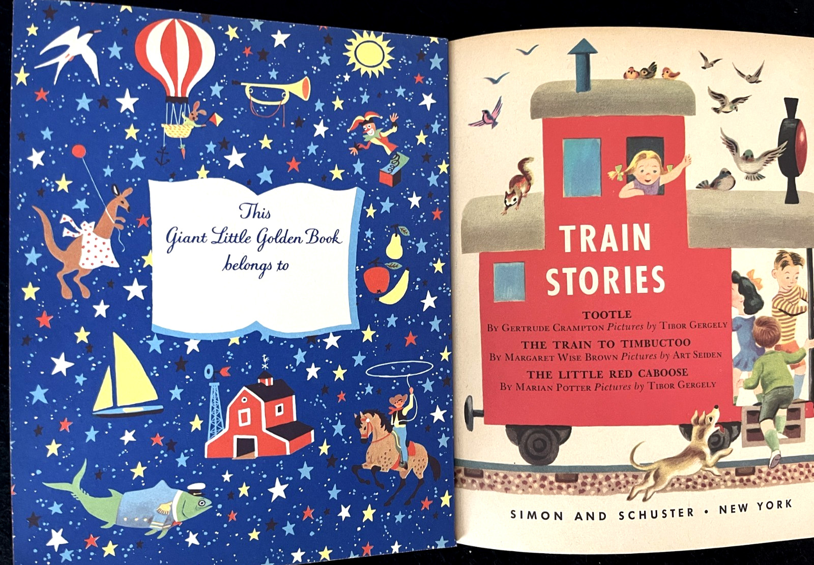 TRAIN STORIES ~ children’s 1st “A” ed. Giant Little Golden Book, Gergely, VG