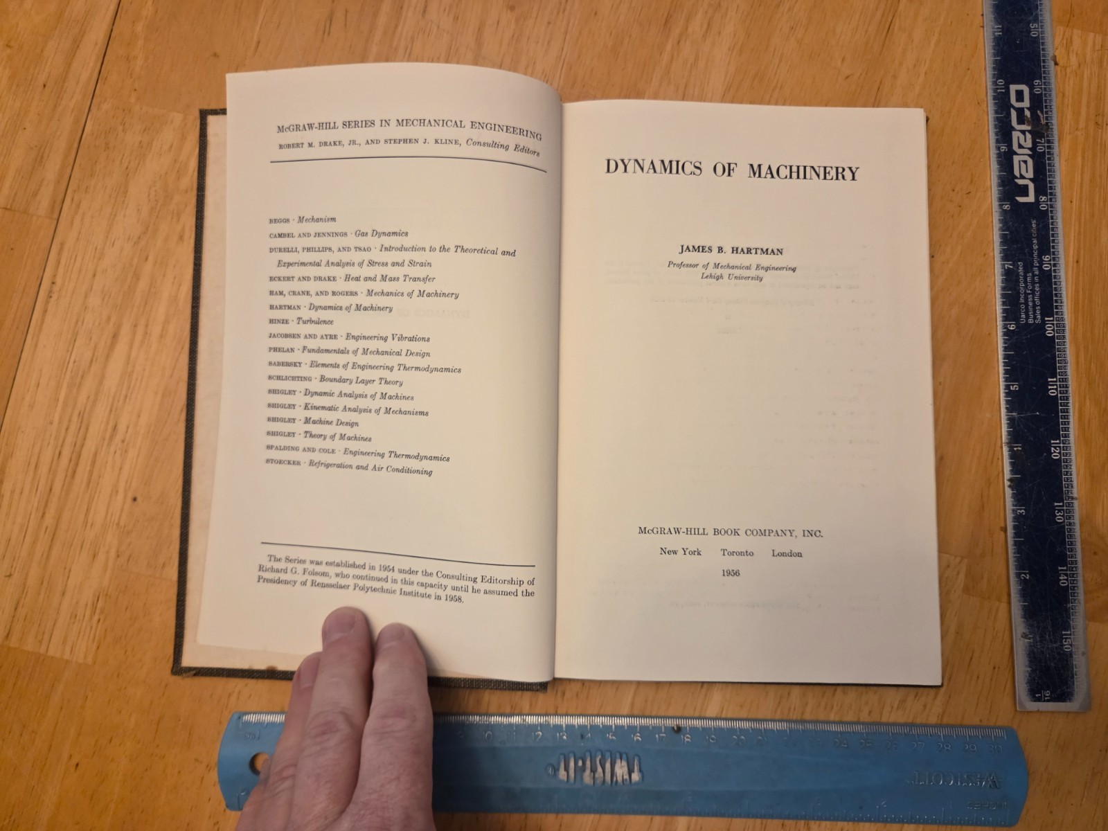 Dynamics of Machinery by James B. Hartman – 1956 McGraw Hill Hardcover